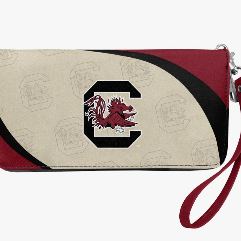 Red and Cream Wristlet with University of South Carolina Gamecock Logo